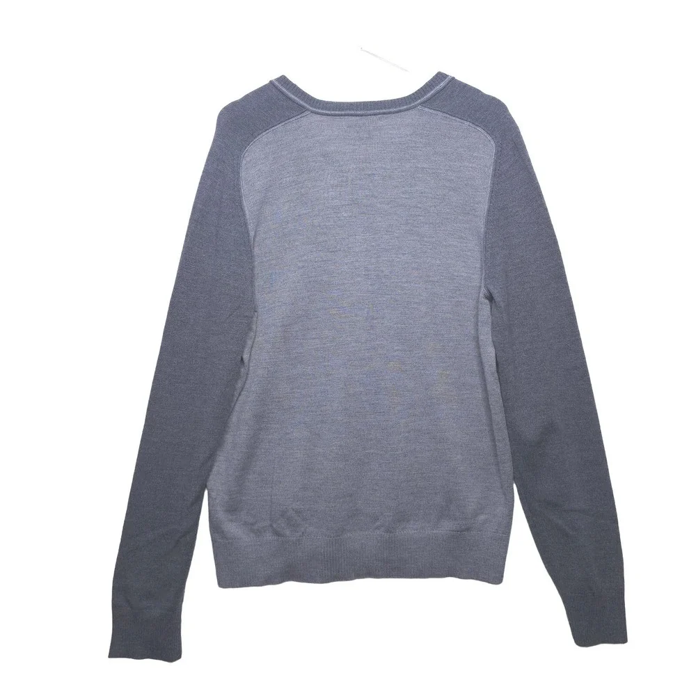 BANANA REPUBLIC Extra Fine Merino‎ Wool V-Neck Sweater Two Tone Gray Mens Sz L